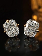 Yellow Gold Cubic Zirconia Stud Earrings One Size For Women