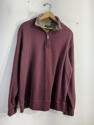 Men s Van Heusen Long Sleeve Pullover Sweatshirt Large Maroon 14 Zip Mock Neck