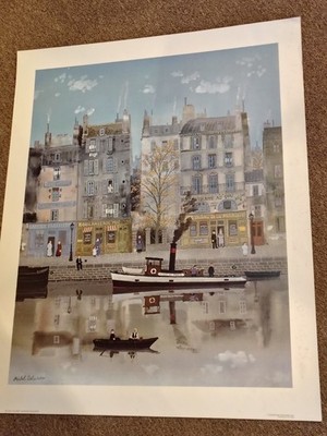 'Le Canal' Vintage Lithograph Michel Delacroix PRINT 70s Touchstone Publishers
