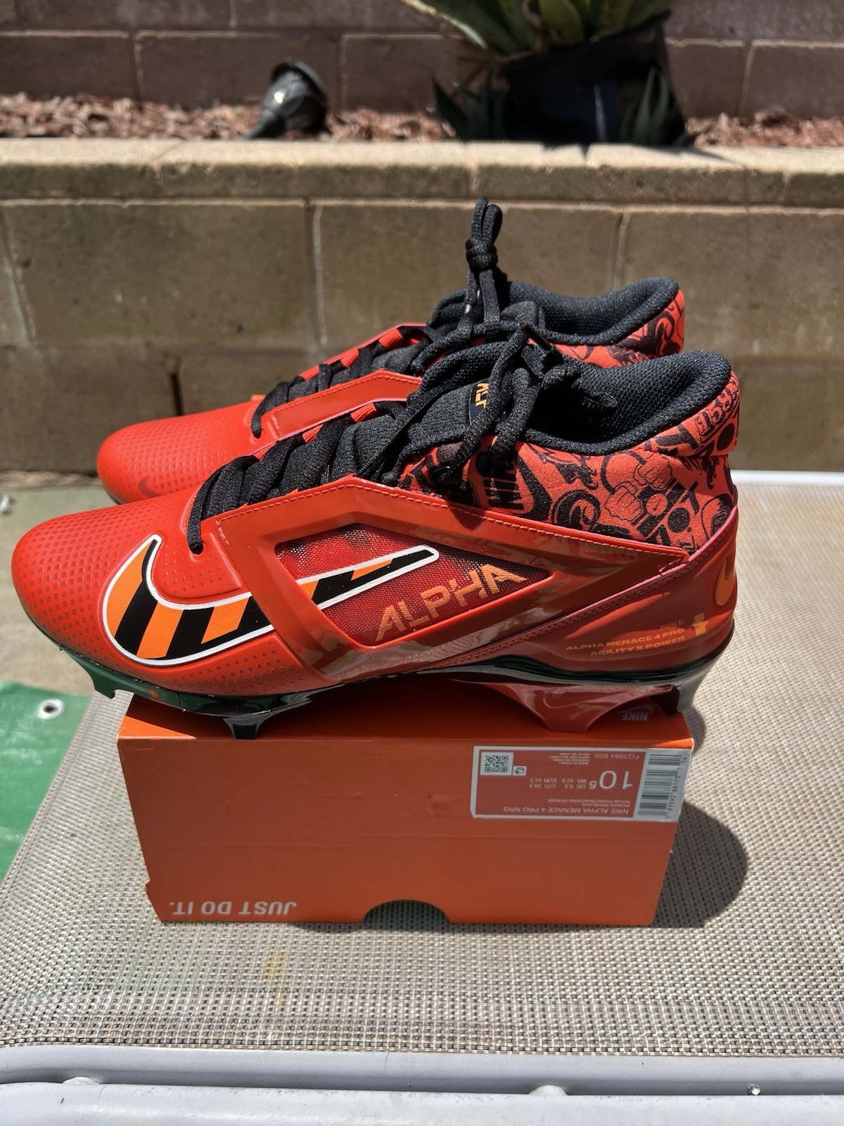 Nike Alpha Menace 4 Pro NRG Football Cleats Red Bengals FQ3984-600 Men’s 10.5
