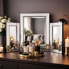 Large Tri Fold Mirror Dressing Table Home Decor Folding Vanity Free Standing