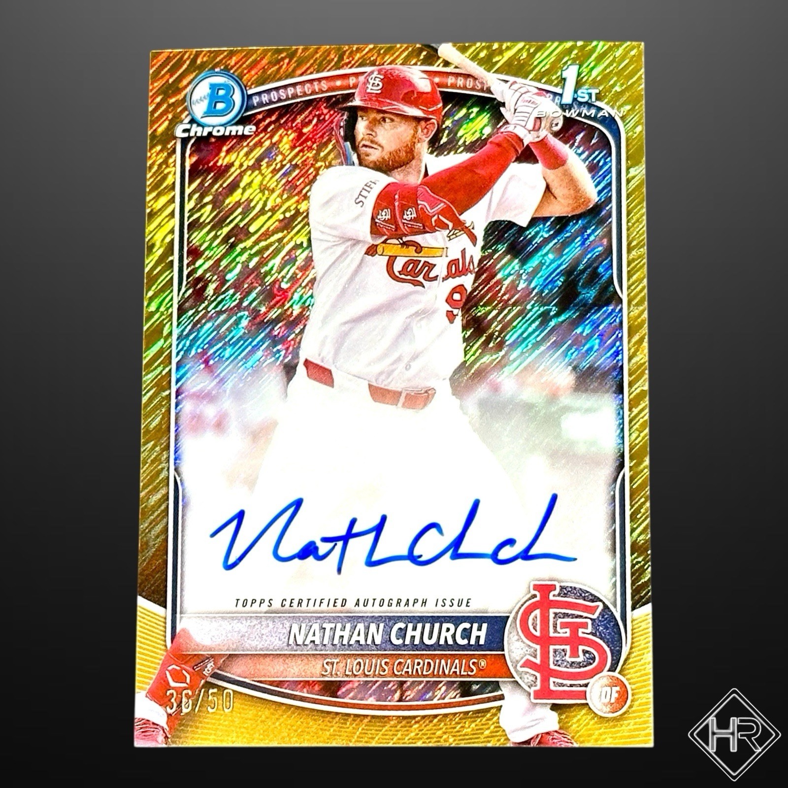 2025 Bowman Chrome Nathan Church 1st Bowman Gold Shimmer Auto /50