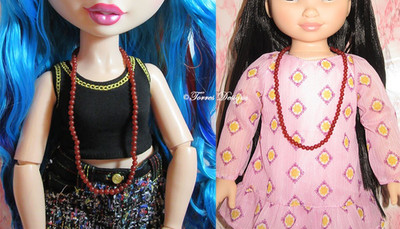 Doll Necklace Red Glass Beads for 24'' & 18'' Dolls Handmade Custom by TD