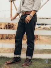 Red Tornado 17oz Heavyweight Slim Straight Jeans Raw Selvedge Denim Pants Blue