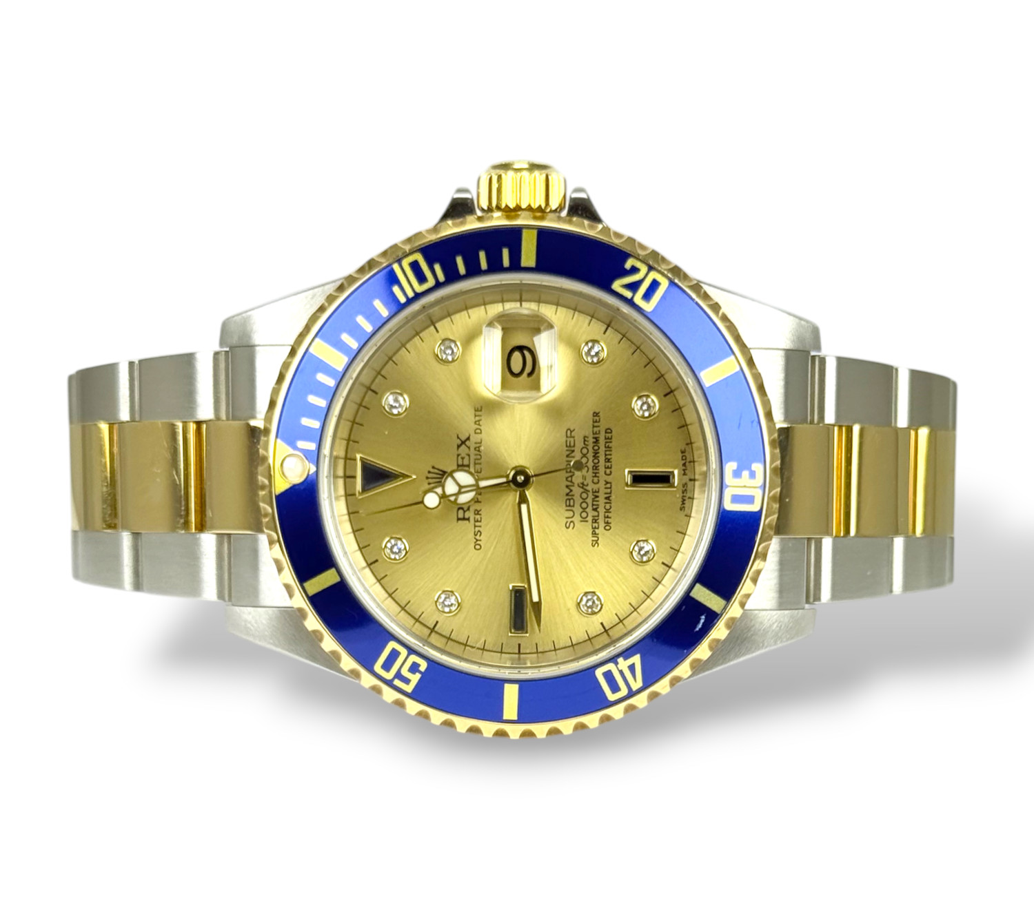 ROLEX Submariner Date - 16613 - 2004 -Rare Serti Dial - Steel and Gold - Boxed