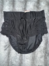 RARE Vintage Victoria  s Secret Black Second Skin Satin Hi Cut Leg Panty Lge NEW