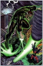 Green Lantern vs Major Disaster Black Hand Comic Poster Splash Page Art Pin-Up