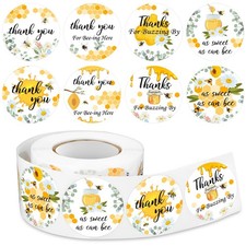 Eersida 500 Pcs 1.5 Inch Bee Thank You Stickers inches, Yellow, Black