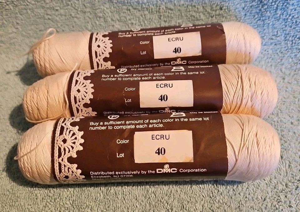 3 DMC Baroque 100% Crochet Cotton thread Ecru Super Mercerized Article 158 400yd - Image 2 of 2