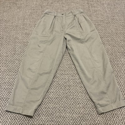 Vtg Chaus Pants Womens 10P Beige Cotton Pleated Career 90s Cropped