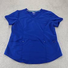 Scrubstar Shirt Womens Large Blue Ultimate Scrub Top Medical Workwear V Neck