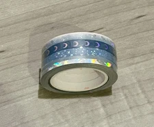 NEW Simply Gilded Blue & Gray Moon & Stars Sub Box 5 mm washi tape set of 4