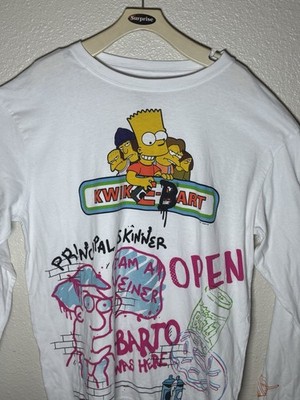 The Simpsons Bart Kwik-E-Mart  I Am A Weiner  Graffiti Long Sleeve Shirt XL RARE