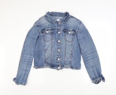 Kensie Jeans Damen Blau Denim Knopf Jacke Größe L Freizeit Klassisch