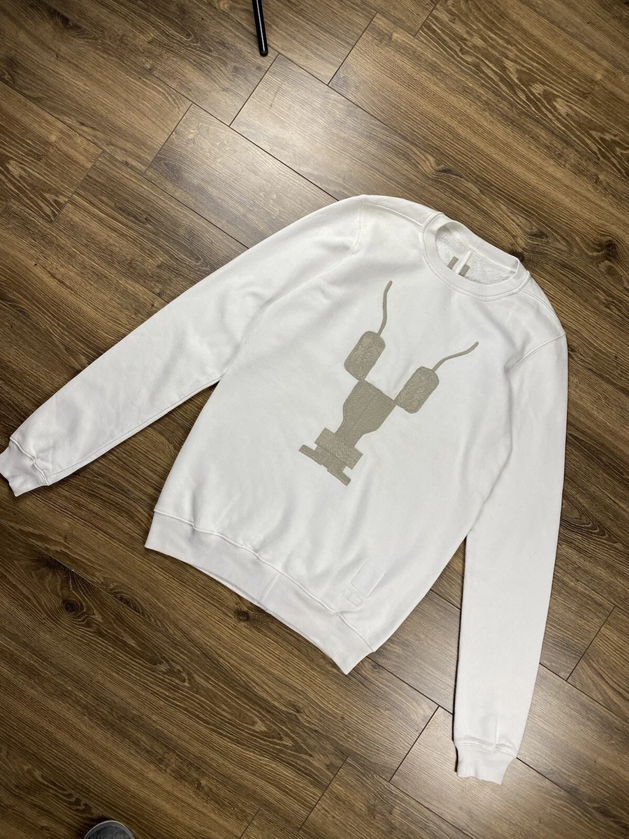 Rick Owens DRKSHDW Authentic Big Logo Men s Beige Crewneck Sweater Size L