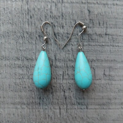 Schöne ovale Ohrhänger Türkis Stil Statement Ohrringe Sommer Boho