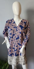 DVF Diane Von Furstenberg 95% Silk Stretch ABSTRACT Floral Dress Sz 0 Pink Blue