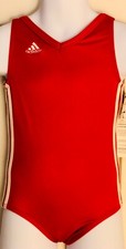 ADIDAS TANK GK CHILD X-SMALL RED WHITE N/S GYMNASTICS DANCE LEOTARD CXS NWT 