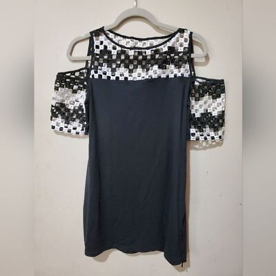 ANNE FONTAINE Black White Lace Dress with side zips