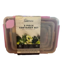 Lexi Home BPA Free 8 Piece Plastic Container Set With Locking Seals Fresh Food