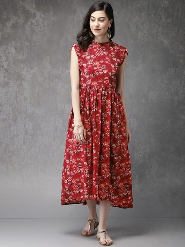 Indian Ethnic Kurti Women Red Floral 
