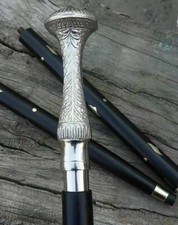 Vintage Style Walking Cane Antique Brass Designer Victorian Handle Wooden Stick