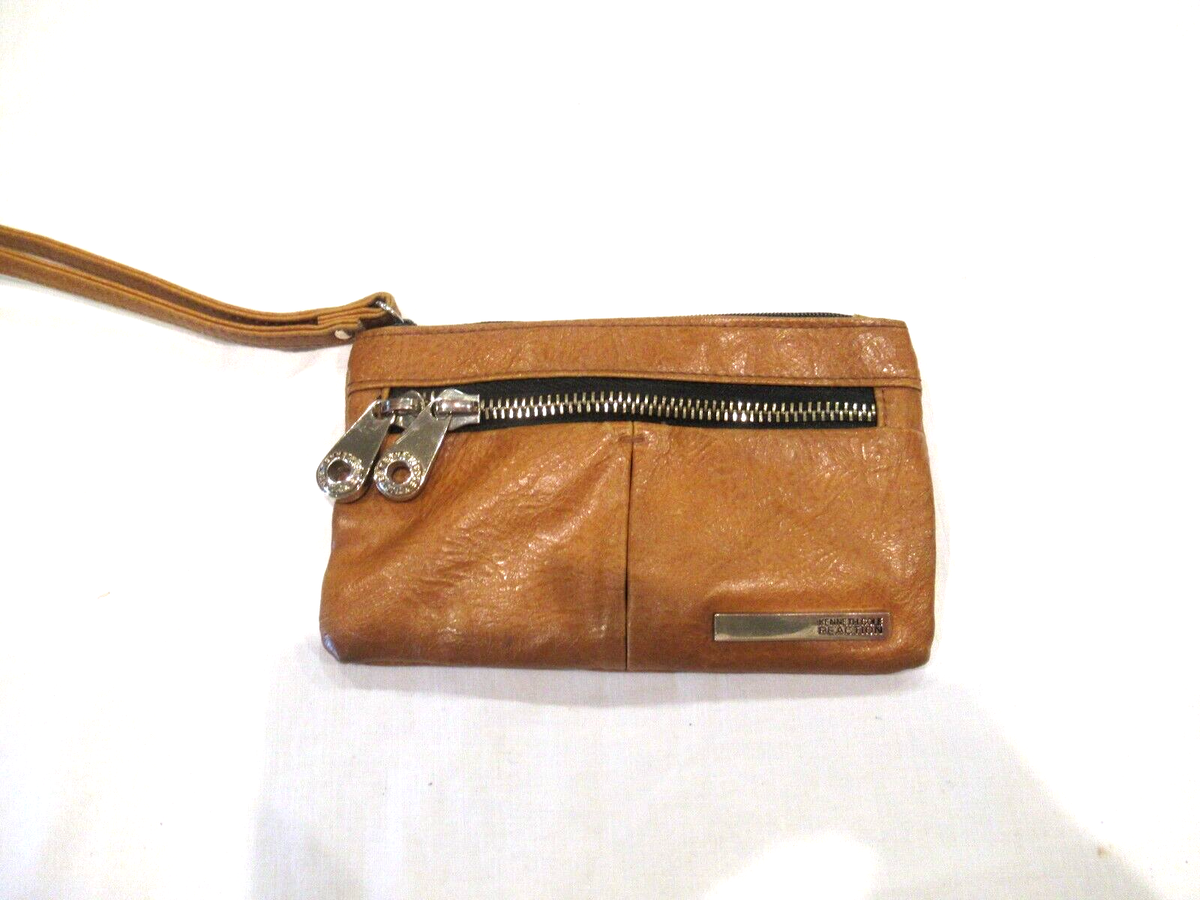 Kenneth Cole brown leather wristlet wallet
