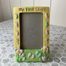 Russ Baby My First Steps Picture Frame 4x6 Picture Hand Painted