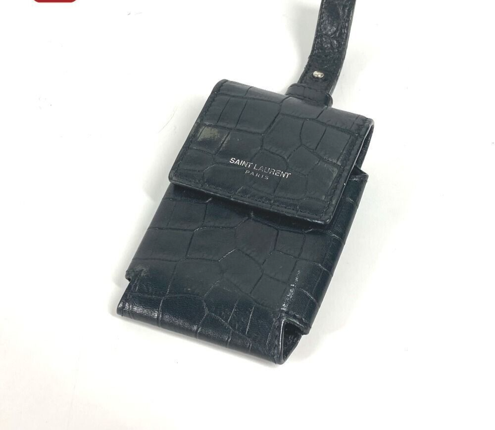 Saint Laurent Cigarette Case Logo Leather Color Black Unisex From Japan  Used