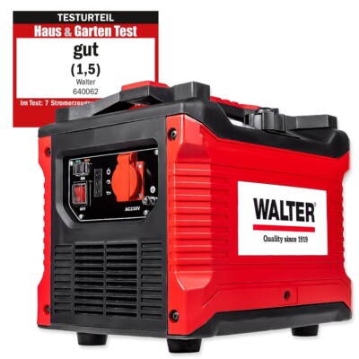 WALTER Inverter Stromerzeuger 1000W, WWS-IGS1000, Benzin Generator Notstrom