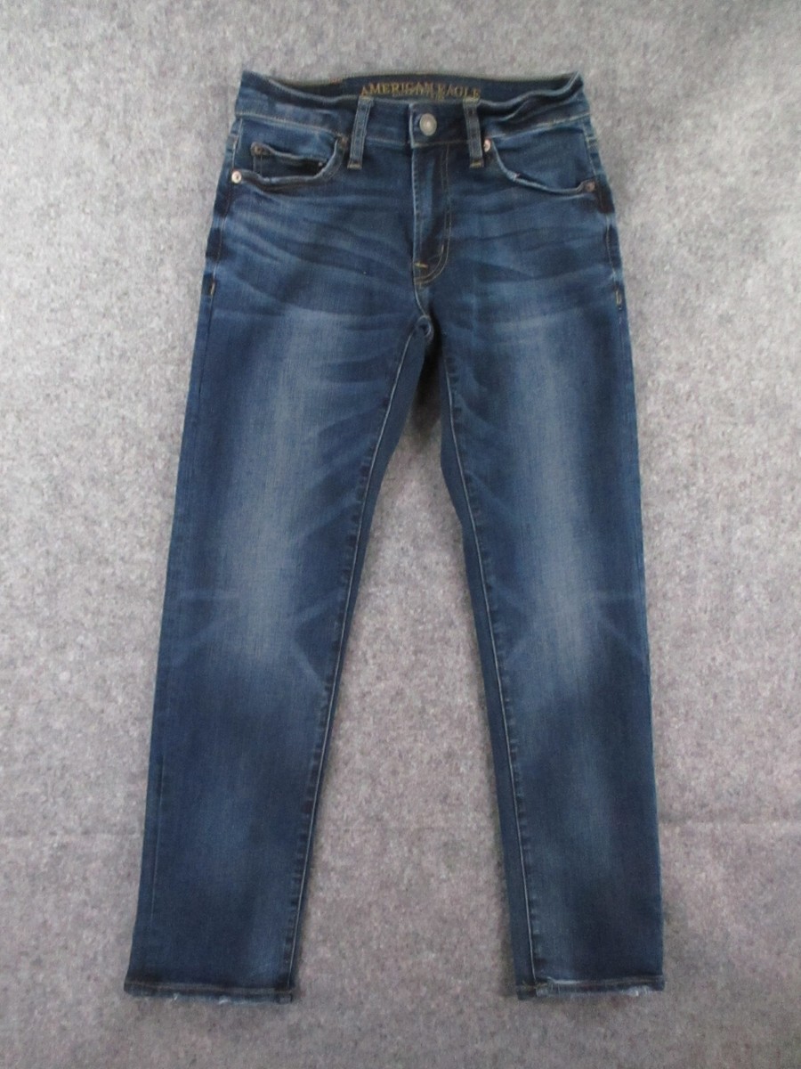 American Eagle Jeans Mens 26x28 Blue Denim Slim Straight Leg Dark Wash Retro - Main Image