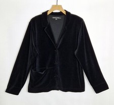 Gudrun Sjoden Black Velvet Smart Long Sleeve Blazer Jacket Size Xl Approx Uk 18