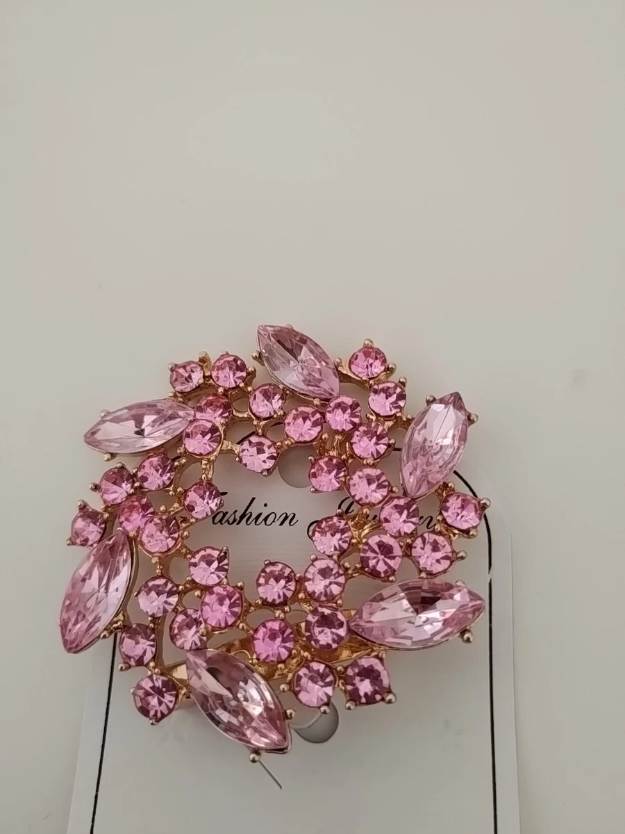 Cristallo Strass Ciano Verde Spilla Con Ciondolo Fiore Rosa Stile - Foto 9