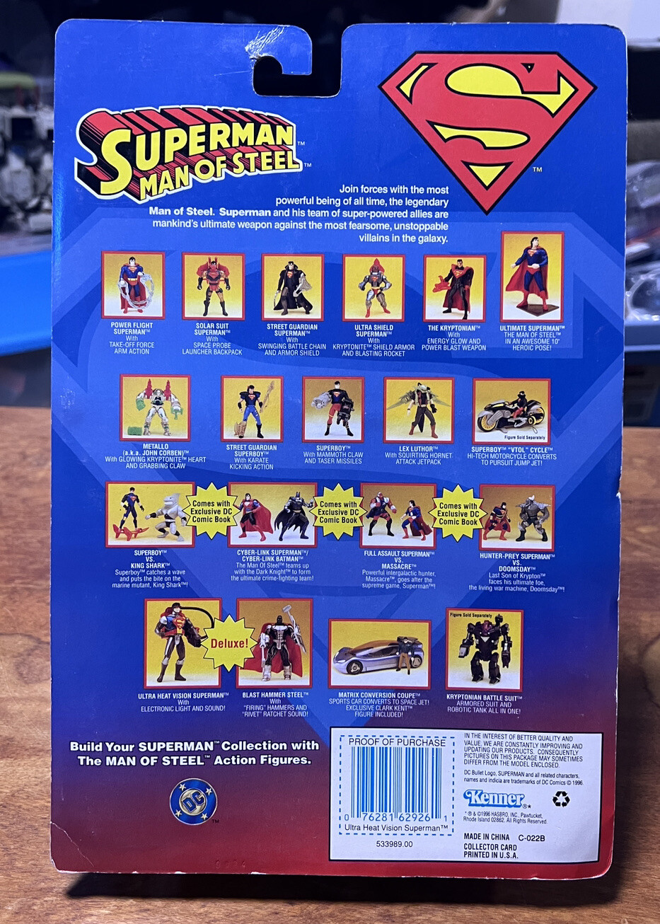 Hasbro 1996 Superman Man of Steel Ultra Heat Vision Superman Action ...