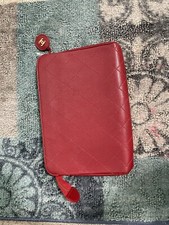 CHANEL Clutch Red Lambskin Leather Pouch Red