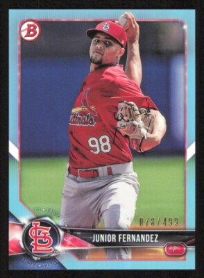 2018 Bowman JUNIOR FERNANDEZ Sky Blue Border #/499 card ST. LOUIS CARDINALS