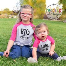 Big Sister/Little Sister Raglan Shirts Sibling Tees Big Sis/Lil Sis Trendy Gift