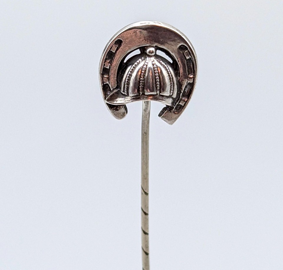 Antique Silver Horseshoe Riding Hat Stick Pin - Lapel Pin- Equestrian ...