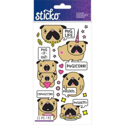 Scrapbooking Stickers Sticko Crafts Funny Pugs Dogs Quotes Pug Life Pugicorn 