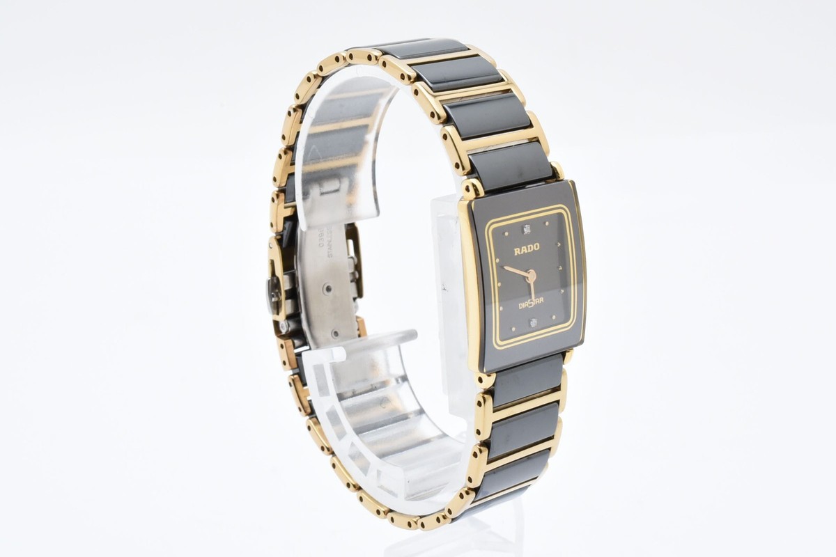 【稼働】 RADO DIASTAR 153.0283.3N スクエア 腕時計 MINT】 RADO 153.0283.3N Diastar Quartz Black Gold Square