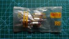 Image of 5- Polystyrene Capacitors 6800pf 125v RS Comps made in UK