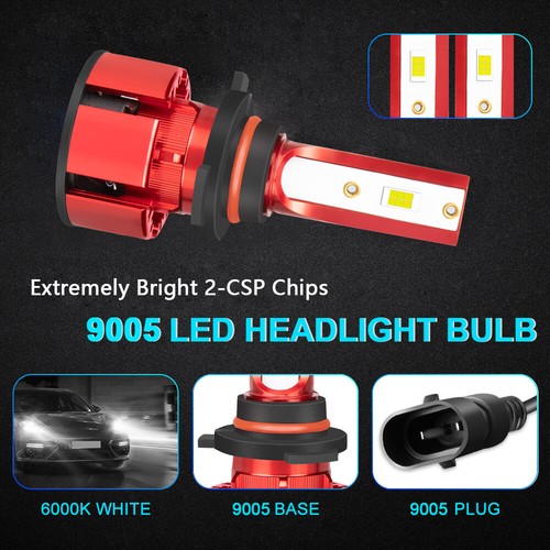 White LED Headlight Kit 2 Bulbs High Beam 9005 6000K for 2015-2022 Dodge Charger - Picture 14 of 18