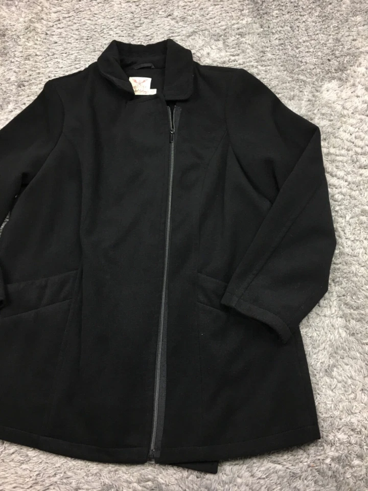 Abrigo Chaqueta Mujer Desteñido Glory Lana Talla 2X Negro Cremallera Completa Vellón Foto 2 de 4