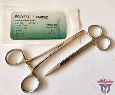 Sutures Thread with Needle Training Suture + needle holder and scissors