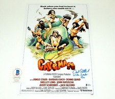 DIRECTOR CARL GOTTLIEB SIGNED 'CAVEMAN' 12x18 MOVIE POSTER BECKETT COA BAS PROOF