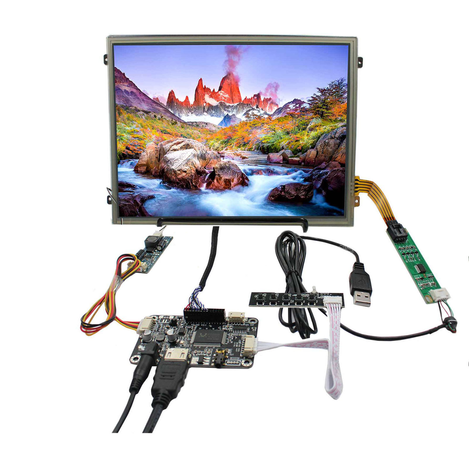 10.4"" 1024x768 IPS LVDs Touch LCD Monitor HD VGA AV Driver Board