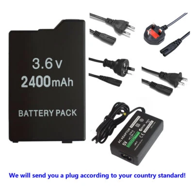 Rechargeable Battery & Charger for PSP 2001 2000 3000 2006 New 3.6V 3600mAh - Image 1 of 4