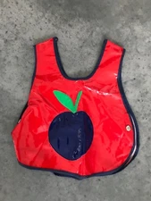 VINTAGE Baby Bib Apple Red Pleather Fruit Boys Girls Kids Childrens