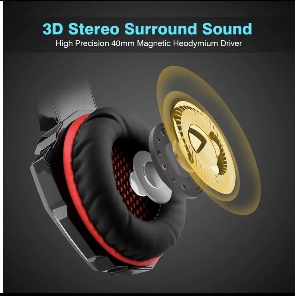 Gaming Over-Ear Headset for PS5 PS4 Switch Xbox One, Gaming Clear Sound Headsets - Image 3 of 4