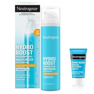 Hyaluronic Acid Face Moisturizer SPF 50 Fragrance Free 1.7oz + Face Cleanser